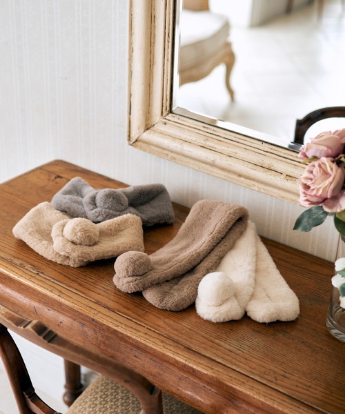 estaa（エスタ） マフラー ストール フェイクファーマフラー ミニうさ