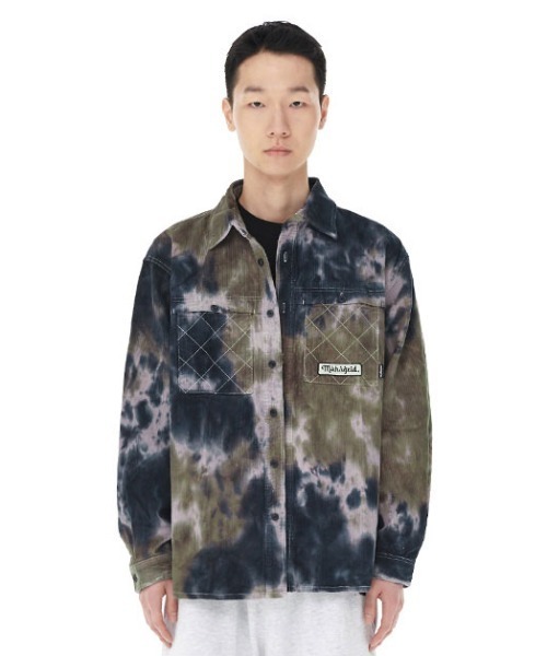 ブラウス シャツ 「mahagrid/マハグリッド」CORDUROY DYED SHIRT/コーディロイ タイダイデザイン シャツ レディース メンズ