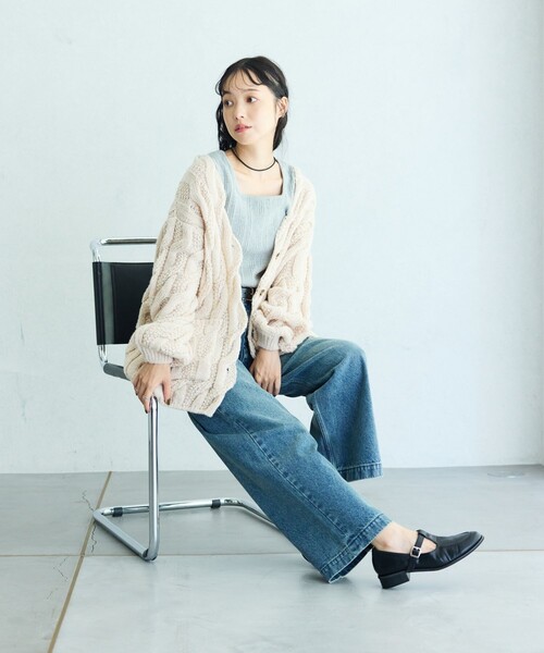 FREAK'S STORE カーディガン ミックス ケーブル レディース