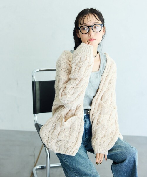 FREAK'S STORE カーディガン ミックス ケーブル レディース