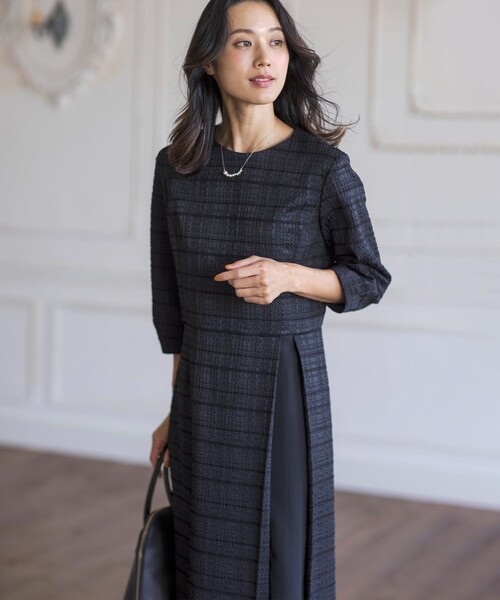 ワンピース SIMMOD ジャカード ボリュームスリーブ ワンピース  