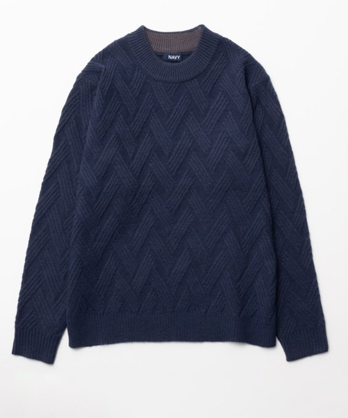 幾何学模様 ニットセーター ネイビー NAVY（ファッション） セーター ニット NAVY 幾何学柄ニット