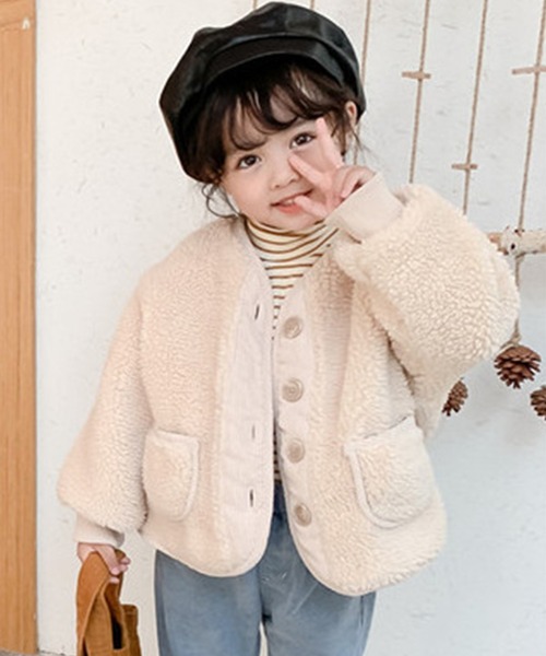 DAY CLOSET ブルゾン アウター 「袖リブ防寒」ノーカラー ボア