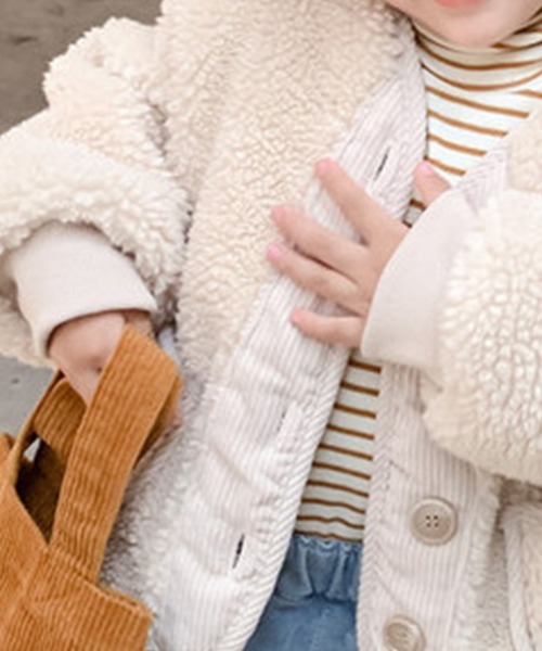 DAY CLOSET ブルゾン アウター 「袖リブ防寒」ノーカラー ボア