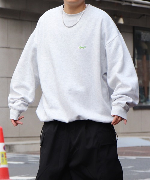 Labordi トレーナー スウェット 裏起毛 ドロスト ワンポイント刺繍ロゴ