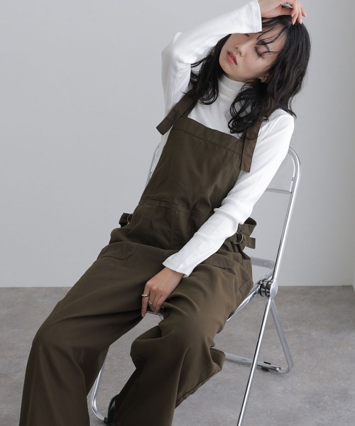 ElegChic サロペット オーバーオール ベイカーワイドサロペット