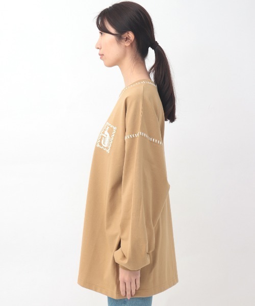 チチカカ（TITICACA） tシャツ カラーステッチ刺繍ロングTシャツ