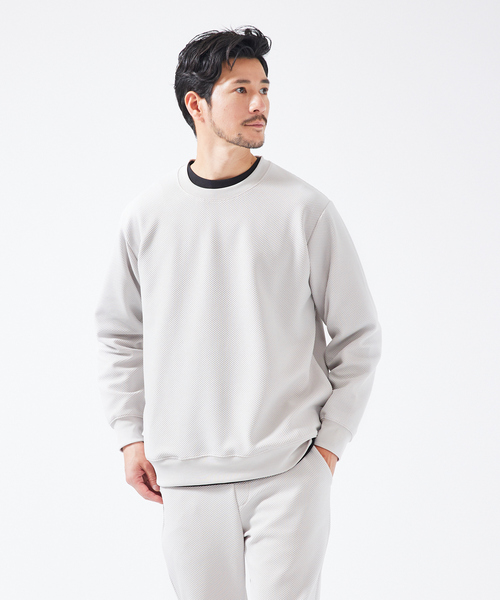 ABAHOUSE GRAY トレーナー スウェット 「セットアップ対応」ハニカム 