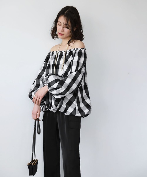 エルフランク ELFRANK 2WAYドットバルーンブラウス【洗える】 （ブラックドット） 2WAYドットバルーンブラウス【洗える】（シャツ/ブラウス