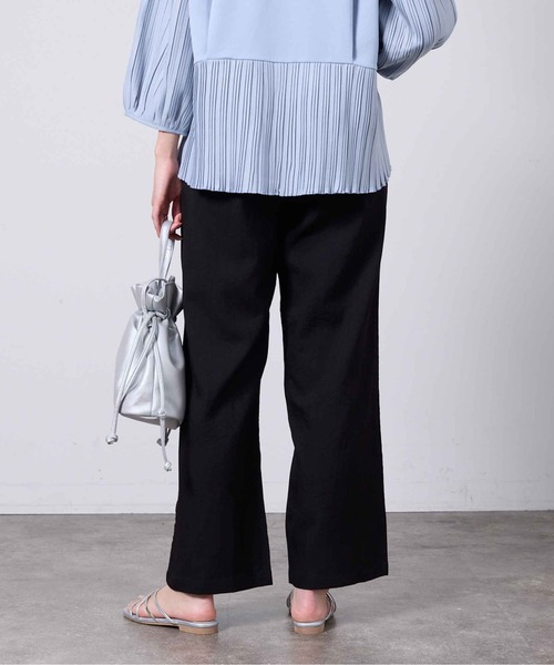 Chez toi パンツ リネンタッチストレートパンツ レディース