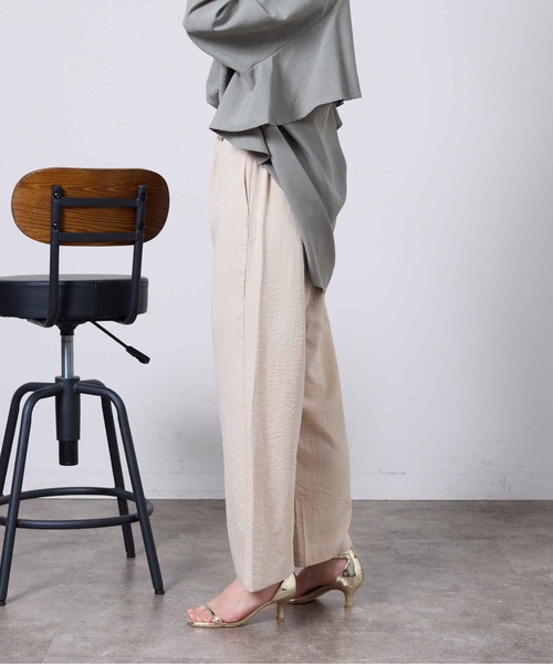 関税/送料込◆Aversa リネン ストレートパンツ センタープレスストレートパンツ｜qualite / カリテ