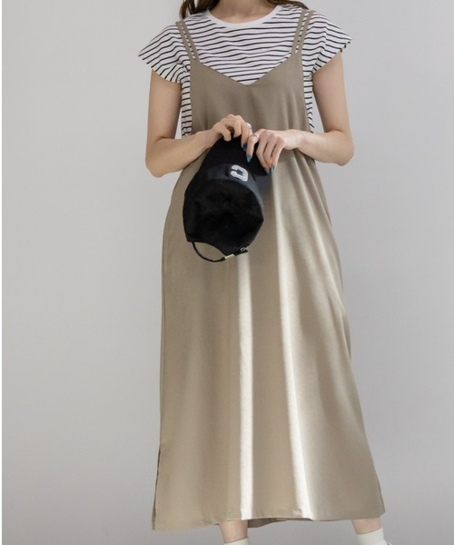NAVY ワンピース 麻ライクキャミソールワンピース＋Tシャツセット