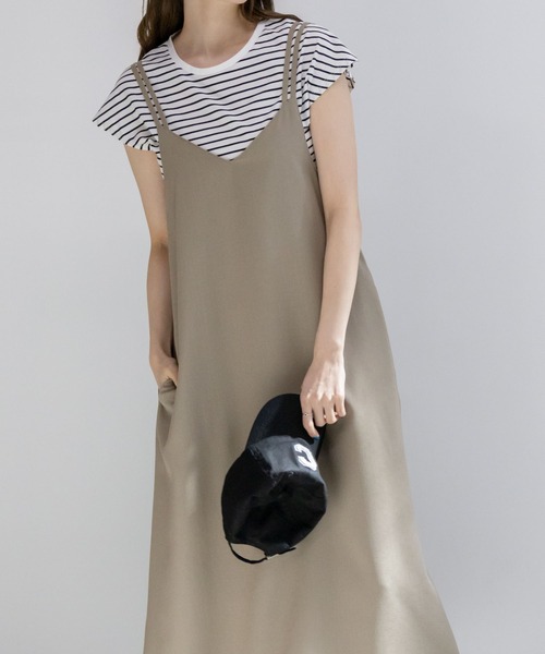 NAVY ワンピース 麻ライクキャミソールワンピース＋Tシャツセット