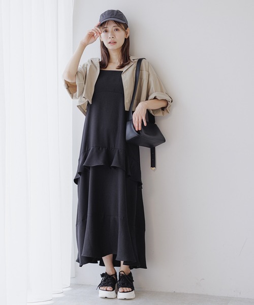 mysty woman ワンピース ティアードフリルキャミワンピース