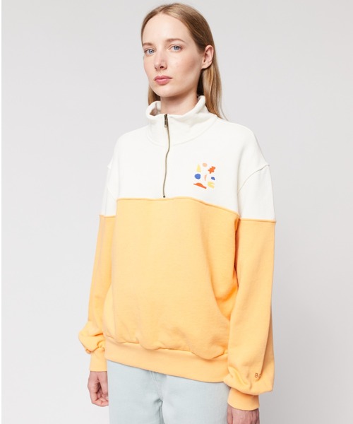 トレーナー スウェット Color block zip sweatshirt レディース