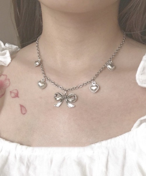 ALMO ネックレス 「LAMPOON」シルバーリボンネックレス レディース