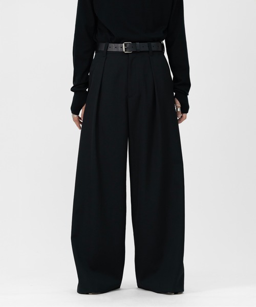 LAPIIS スラックス WOOL GABARDINE INTACK WIDE TROUSERS メンズ