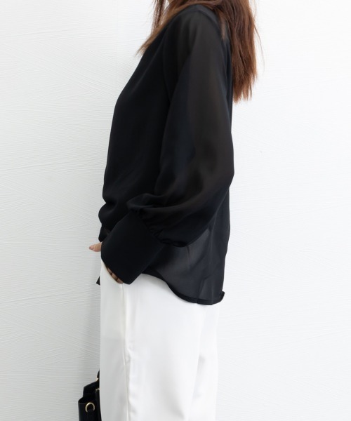 シフォンブラウス 通勤シースルートップス sk0416 miniministore ブラウス シャツ シフォンブラウス 通勤