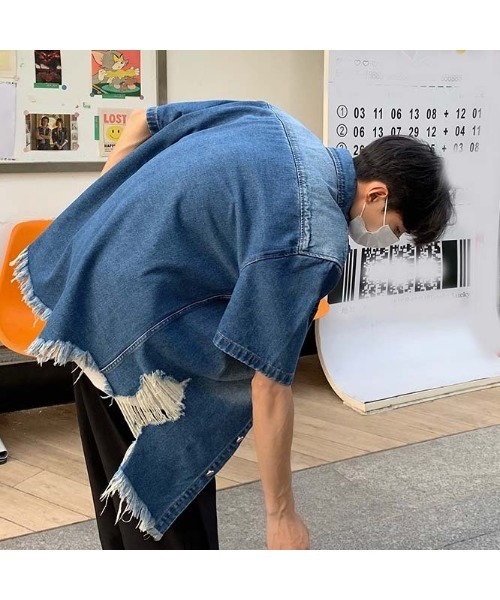 Sakka シャツ デニムダメージシャツ メンズ レディース