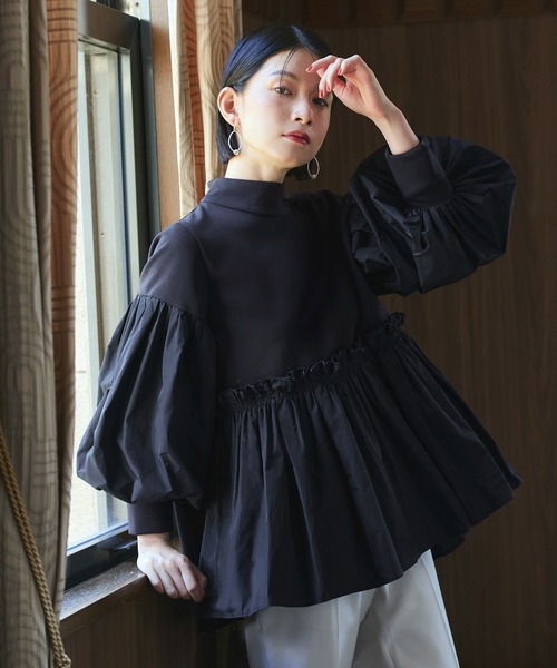 ✤ RUIRUE BOUTIQUE✤袖シアー フリルブラウス M 新品タグ付 RUIRUE BOUTIQUE（ルイルエブティック） ブラウス シャツ レディース