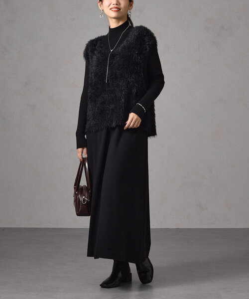 Chez toi（シェトワ） オールインワン シャギーベスト×ニット