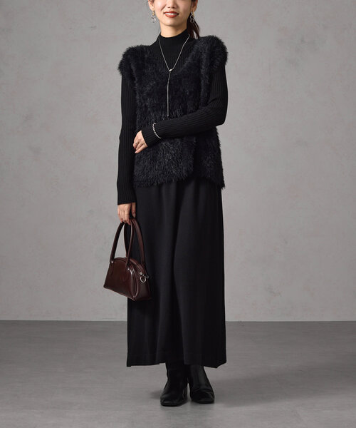 Chez toi（シェトワ） オールインワン シャギーベスト×ニット