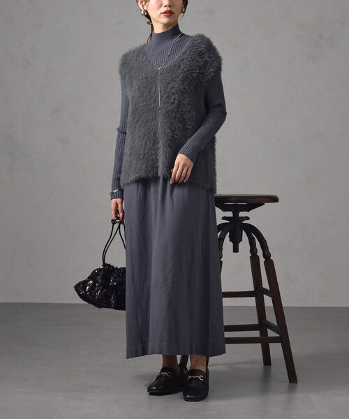 Chez toi（シェトワ） オールインワン シャギーベスト×ニット