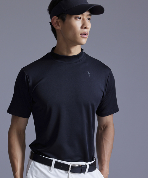 JUN AND ROPE ブラック モックネック JUN&ROPE' tシャツ 「NOIR」「UV」ダブルジャージモックネック