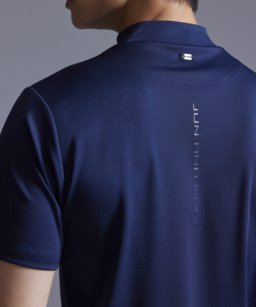 JUN & ROPE ネイビー モックネックシャツ JUN&ROPE' tシャツ 「NOIR」「UV」ダブルジャージモックネック