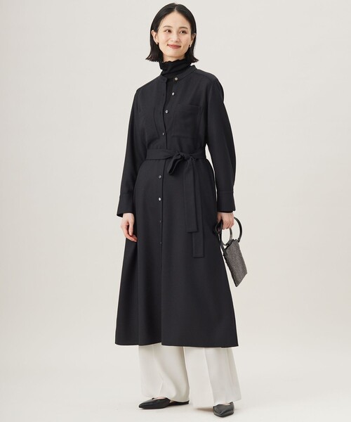 自由区（ジユウク） シャツワンピース ウールジョーゼットシャツ