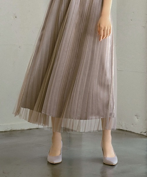GIRL DRESS FOR NOW ドレス レース×チュールプリーツ フレア