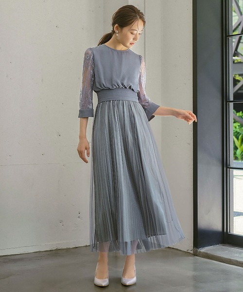 高質で安価 FOR DRESS GIRL NOW フレア レース×チュールプリーツ ドレス ワンピース