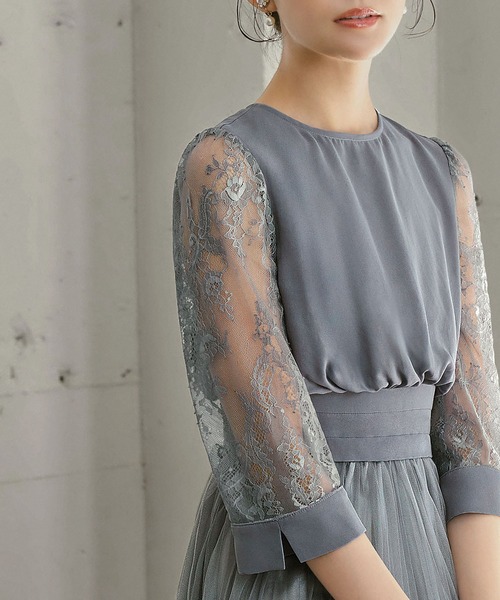 GIRL DRESS FOR NOW ドレス レース×チュールプリーツ フレア