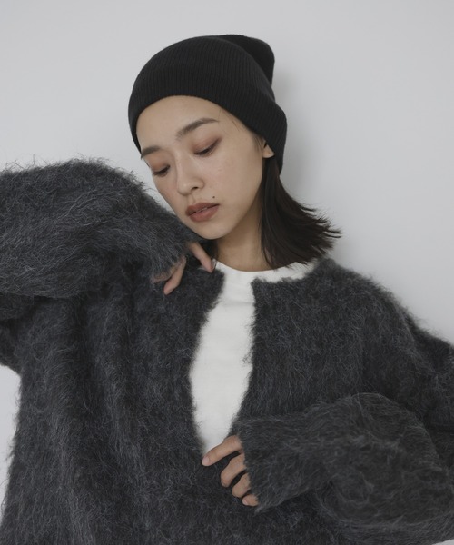 ニット セーター ミックスシャギー　キーネックニット レディース hellam ニット セーター ミックスシャギー キーネックニット