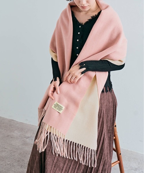 良品☆プラダ ストール マフラー大判ストール ショール バイカラー 大判ストール バイカラー マフラー ショール 膝掛け レディース