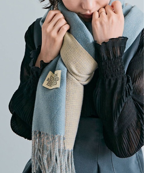 マフラー ストール バイカラー ウールライク 大判ストール レディース