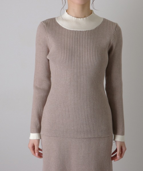 ワンピース bicolor knit ribbed long dress /「2点セット」バイカラー