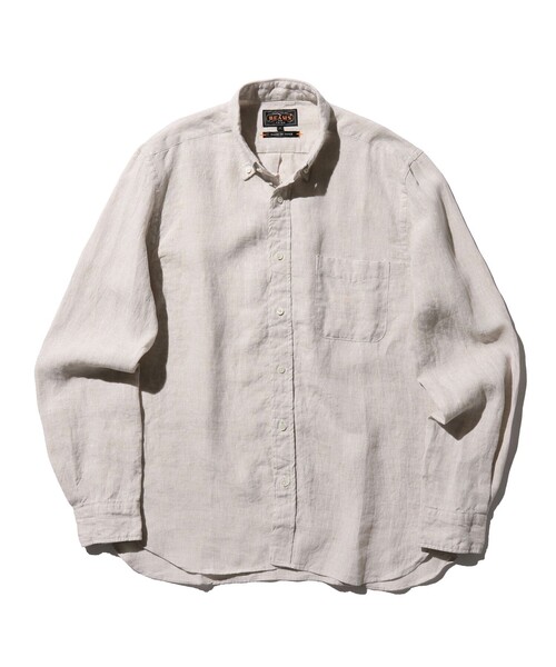 ビームスプラス ボタンダウン　リネンシャツ BEAMS+ シャツ リネン ソリッド ボタンダウン メンズ : ZOZOTOWN