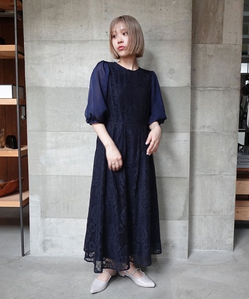 Jolie et Jolie（ジョリー エ ジョリー） ドレス ビスチェ風刺繍レース