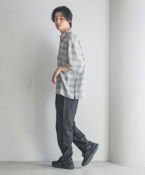 LOWRYS FARM シャツ メッシュオンブレチェックシャツSS 325557