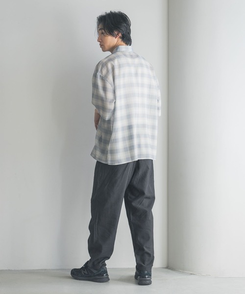 LOWRYS FARM シャツ メッシュオンブレチェックシャツSS 325557
