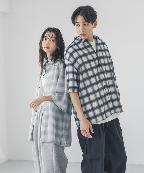 LOWRYS FARM（ローリーズファーム） シャツ メッシュオンブレチェック