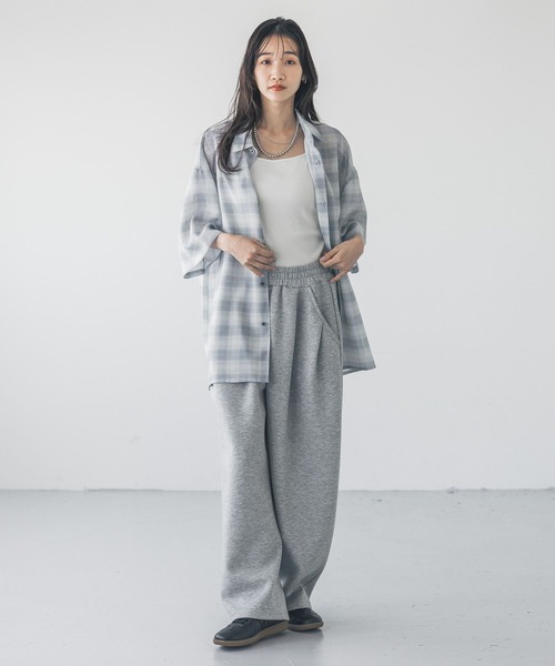 LOWRYS FARM シャツ メッシュオンブレチェックシャツSS 325557