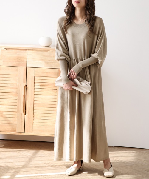「La-gemme」 ニットワンピース C ベージュ レディース_画像9