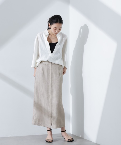 NANO universe（ナノ・ユニバース） スカート メタリックフロントZIP