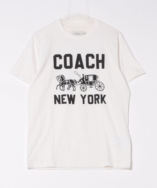 COACH ホワイト Tシャツ Mサイズ 新品 COACH（コーチ） tシャツ ホース アンド キャリッジ Tシャツ メンズ
