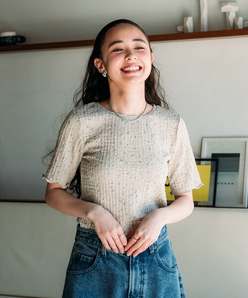 FREAK'S STORE tシャツ 花柄 ストレッチショートスリーブ