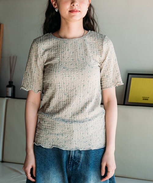 MARIUCCIA 売れ筋商品|||マリウッチャ Tシャツ トップス レディース Tops Pink FREAK'S STORE tシャツ 花柄 ストレッチショートスリーブ