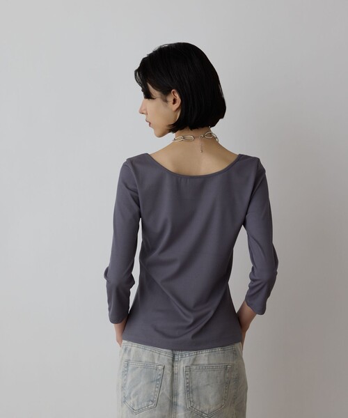 Diagram ダイアグラム　テレコベアトップ　新品 Diagram テレコボートネックトップ レディース : ZOZOTOWN Yahoo