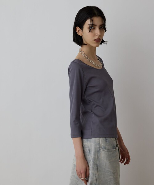 Diagram ダイアグラム　テレコベアトップ　新品 Diagram テレコボートネックトップ レディース : ZOZOTOWN Yahoo